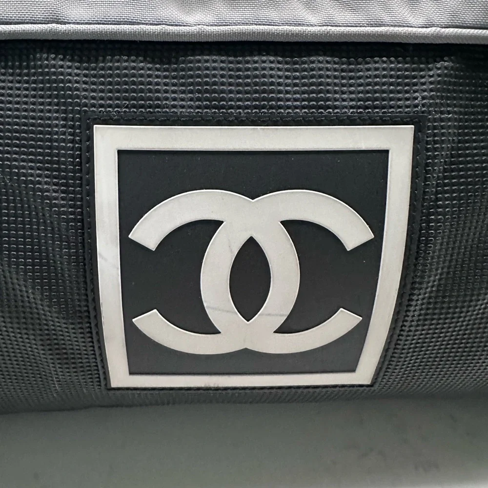CHANEL Vintage Sportline Gym Bag in Black & Gray